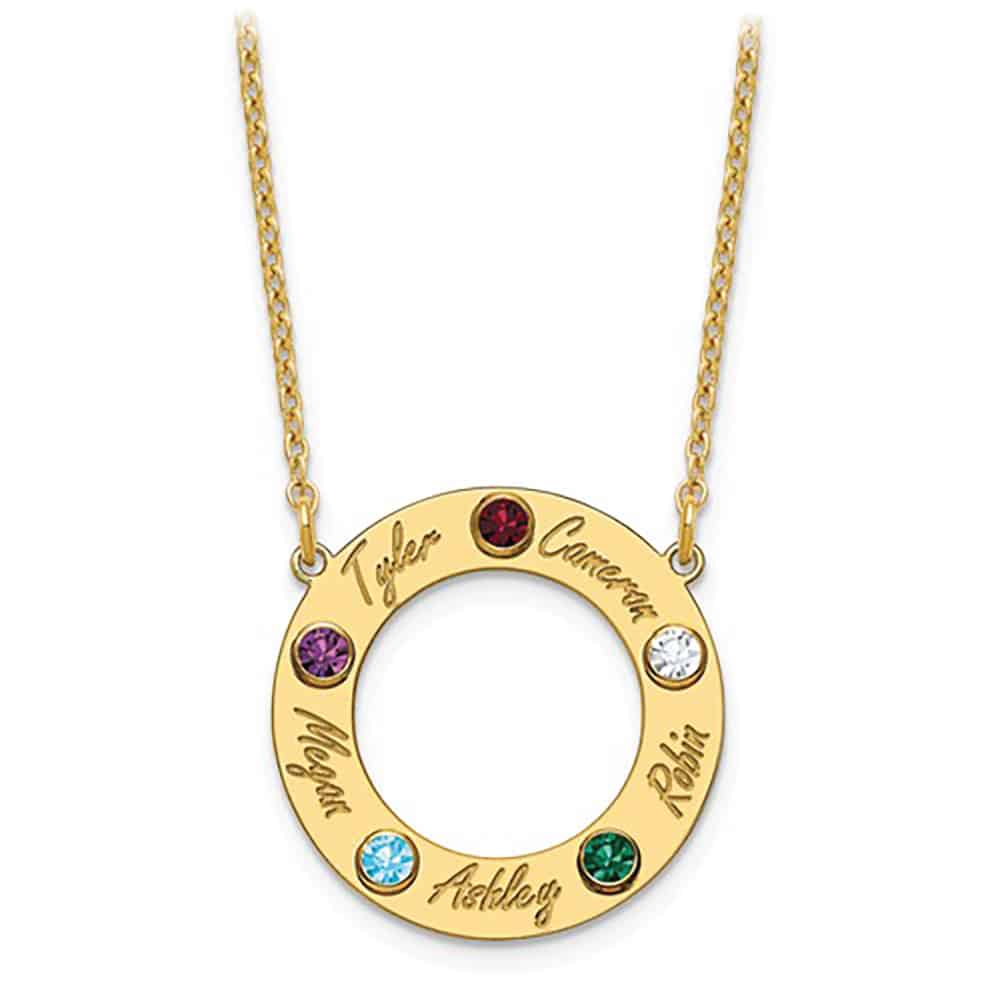 Round Family Birthstone Necklace | Fast Delivery Crafted by Silvery